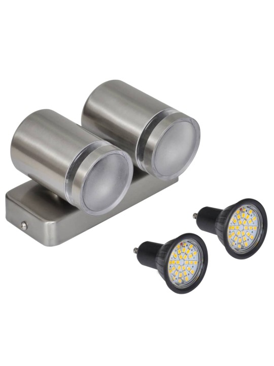 LED nástěnné svítidlo nerezová ocel dole s kuželovou hlavou