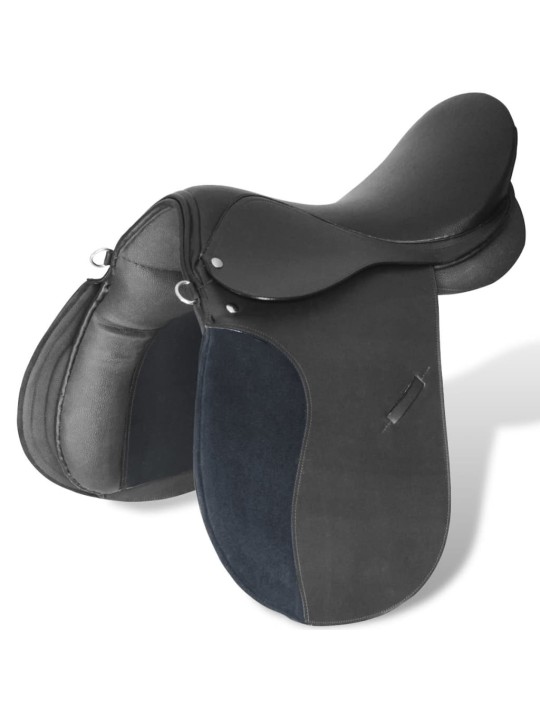 Sedlo z pravé kůže, 5-v-1, pát. kanál 18 cm, posedlí 17,5" - černé