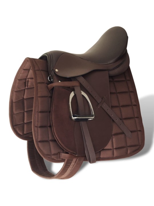 Sedlo z pravé kůže, 5-v-1, pát. kanál 14 cm, posedlí 16" - hnědá