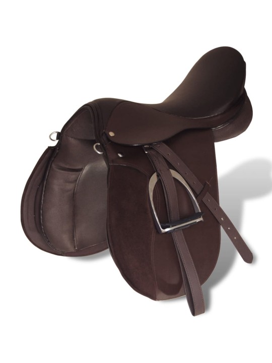 Sedlo z pravé kůže, 5-v-1, pát. kanál 14 cm, posedlí 16" - hnědá