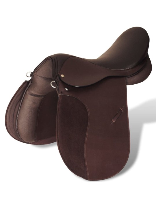 Sedlo z pravé kůže, 5-v-1, pát. kanál 14 cm, posedlí 16" - hnědá
