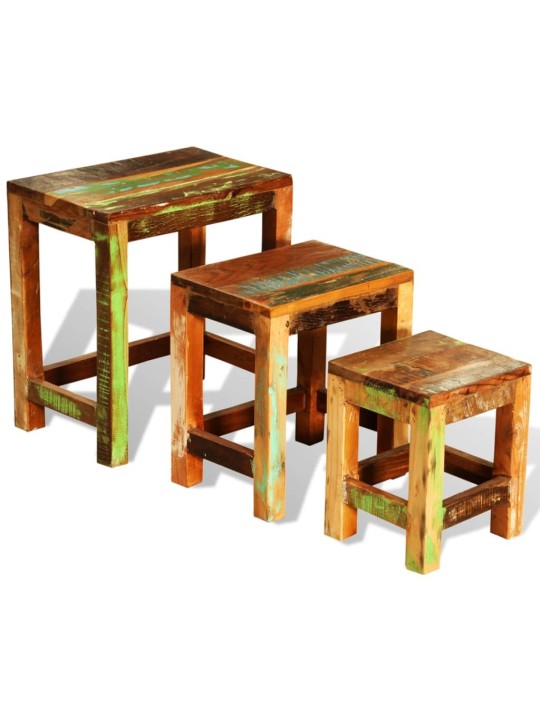 Sada hnízdových stolků 3 kusy vintage recyklované dřevo