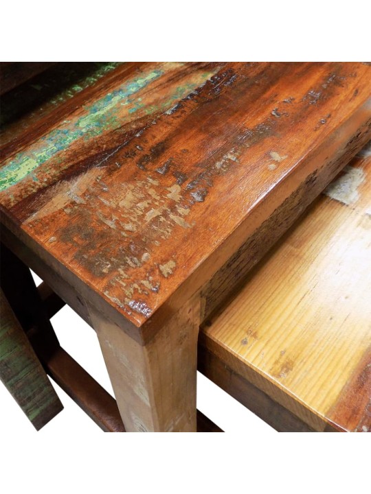 Sada hnízdových stolků 3 kusy vintage recyklované dřevo
