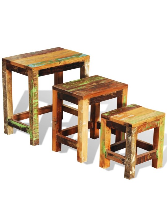Sada hnízdových stolků 3 kusy vintage recyklované dřevo