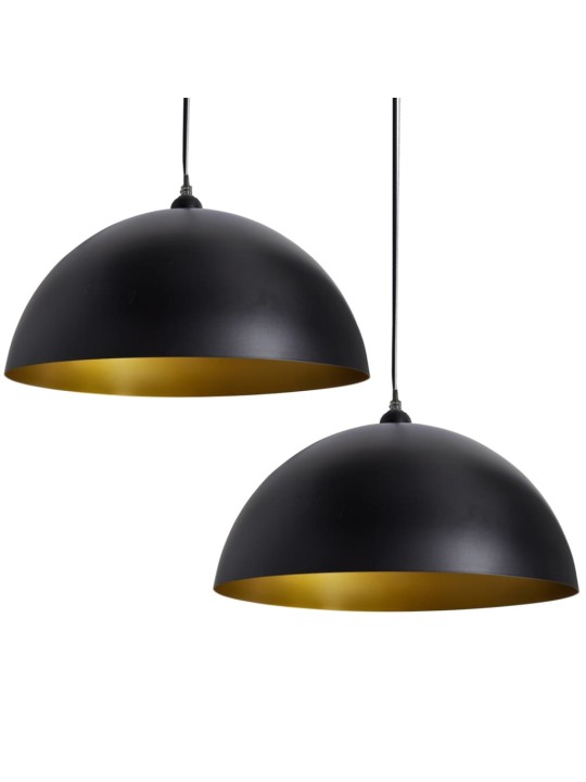 Stropní lampa polokoule 2 ks s nastavitelnou výškou černá