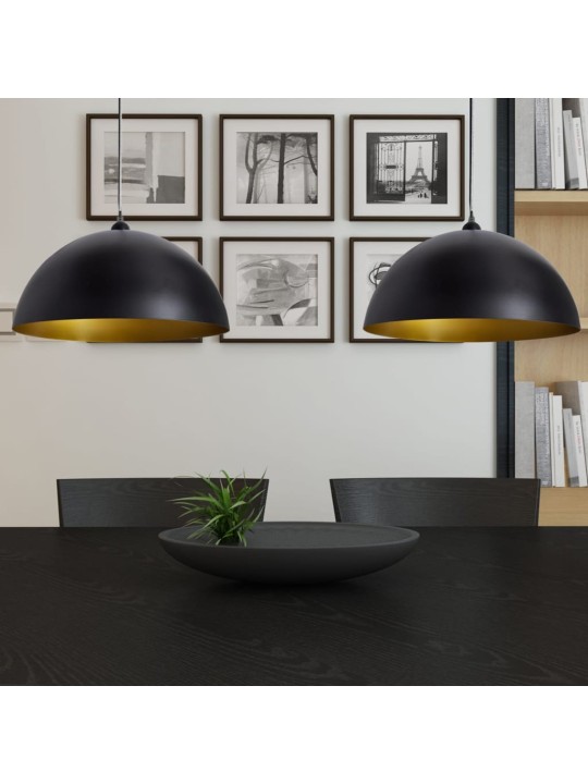 Stropní lampa polokoule 2 ks s nastavitelnou výškou černá