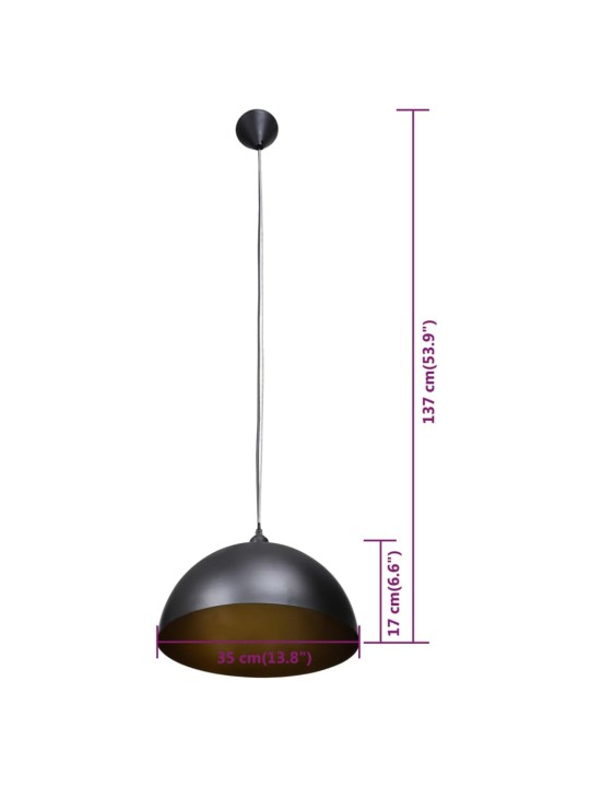 Stropní lampa polokoule 2 ks s nastavitelnou výškou černá