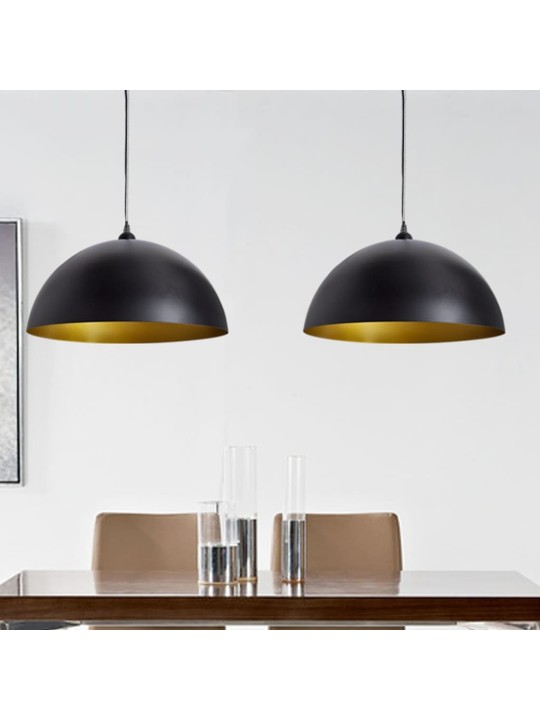 Stropní lampa polokoule 2 ks s nastavitelnou výškou černá