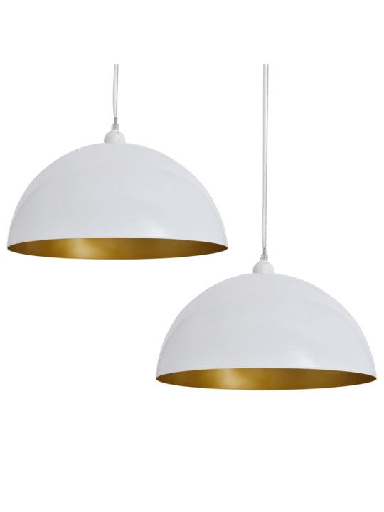 Stropní lampa polokoule 2 ks s nastavitelnou výškou bílá