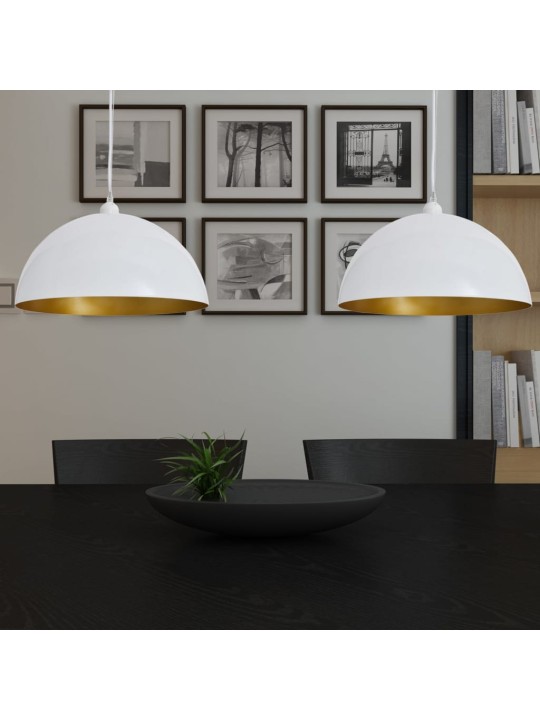 Stropní lampa polokoule 2 ks s nastavitelnou výškou bílá