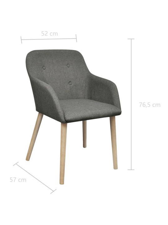 Jídelní židle 2 ks světle šedé textil a masivní dubové dřevo