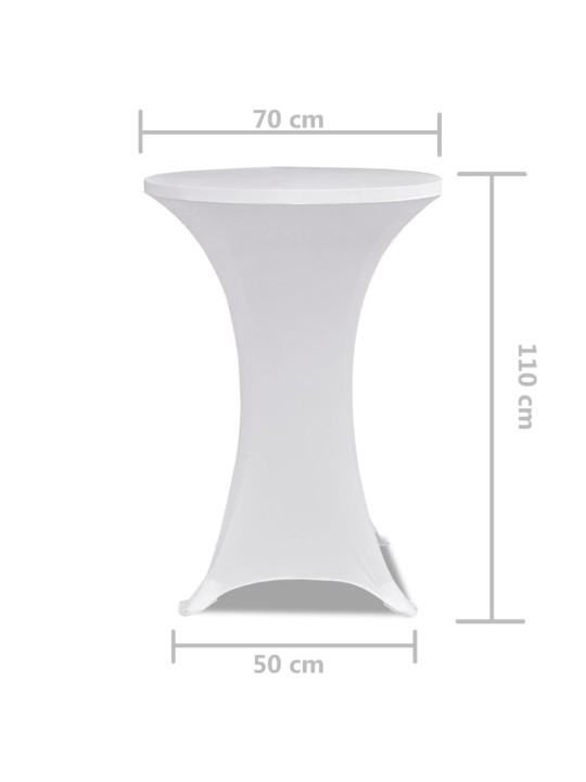 Potahy na koktejlový stůl Ø 70 cm, bílé strečové, 2 ks