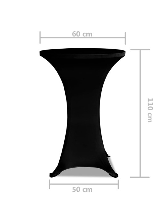 Potahy na koktejlový stůl Ø 60 cm, černé strečové, 2 ks