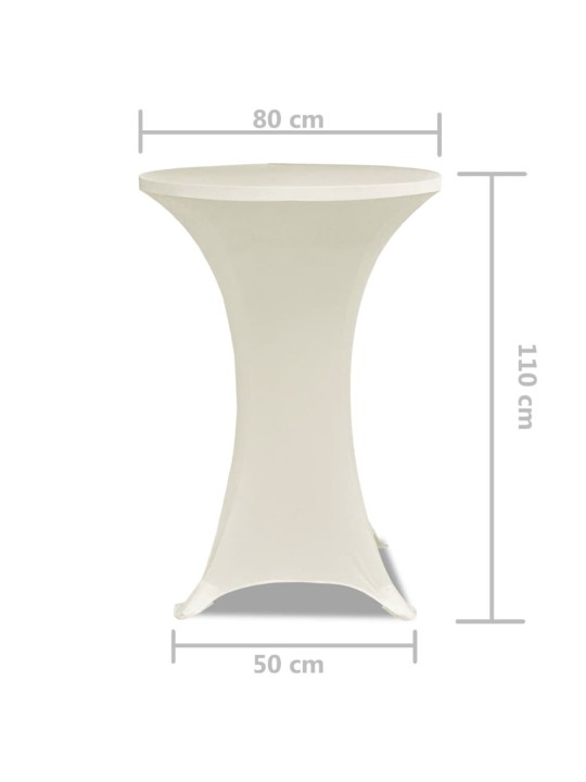 Potahy na koktejlový stůl Ø 80 cm, krémové strečové, 2 ks