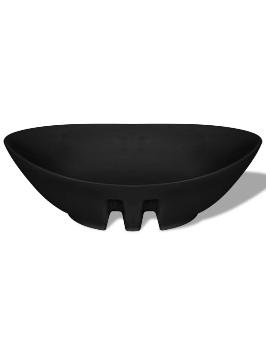Černé luxusní keramické oválné umyvadlo s přepadem - 59 x 38,5 cm
