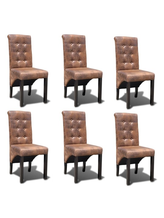 Jídelní židle 6 ks hnědé umělá kůže