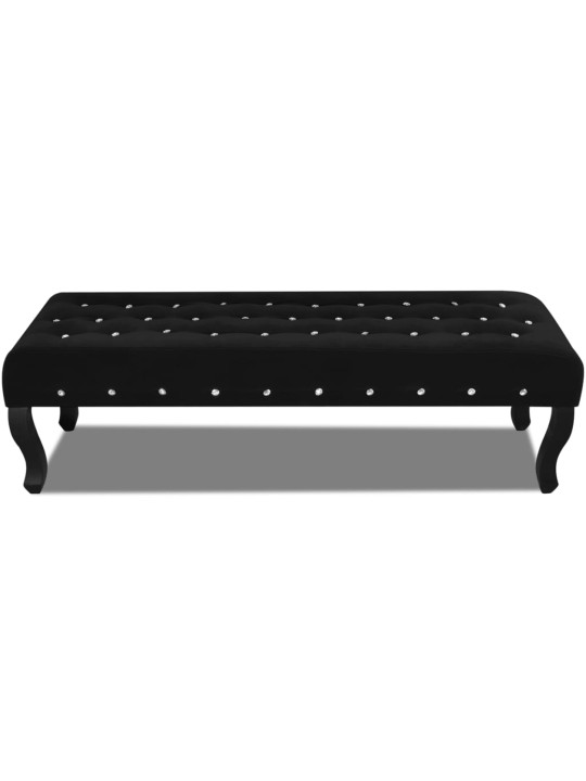 Lavice sametová látka s křišťálovými knoflíky černá