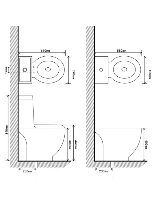 Keramické WC a bidet bílé