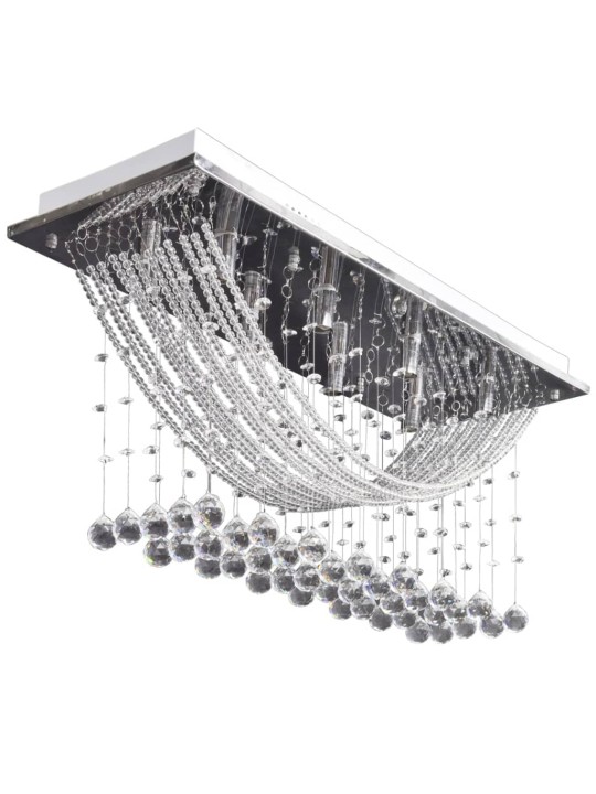 Bílé stropní svítidlo s křišťálovými ověsky, pro 8 žárovek G9, 29 cm