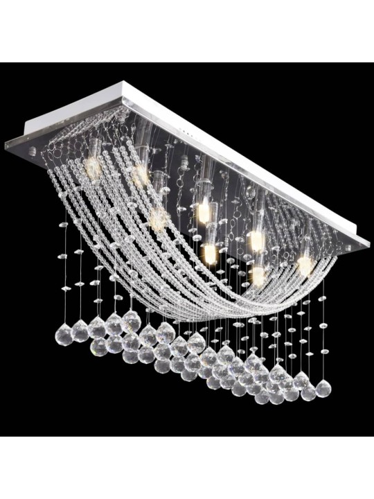 Bílé stropní svítidlo s křišťálovými ověsky, pro 8 žárovek G9, 29 cm