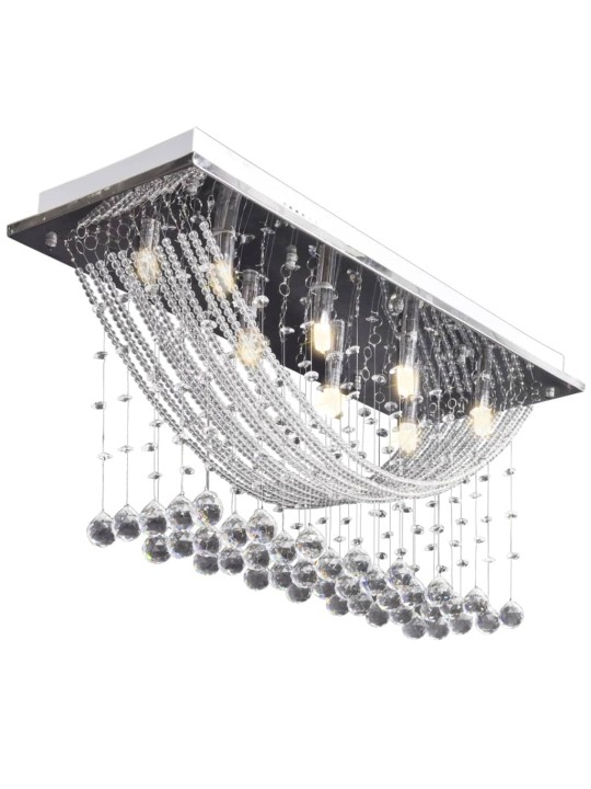 Bílé stropní svítidlo s křišťálovými ověsky, pro 8 žárovek G9, 29 cm