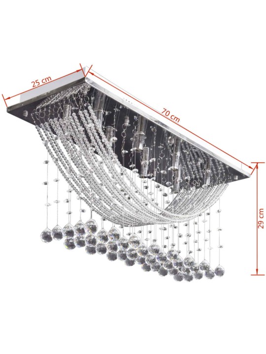 Bílé stropní svítidlo s křišťálovými ověsky, pro 8 žárovek G9, 29 cm