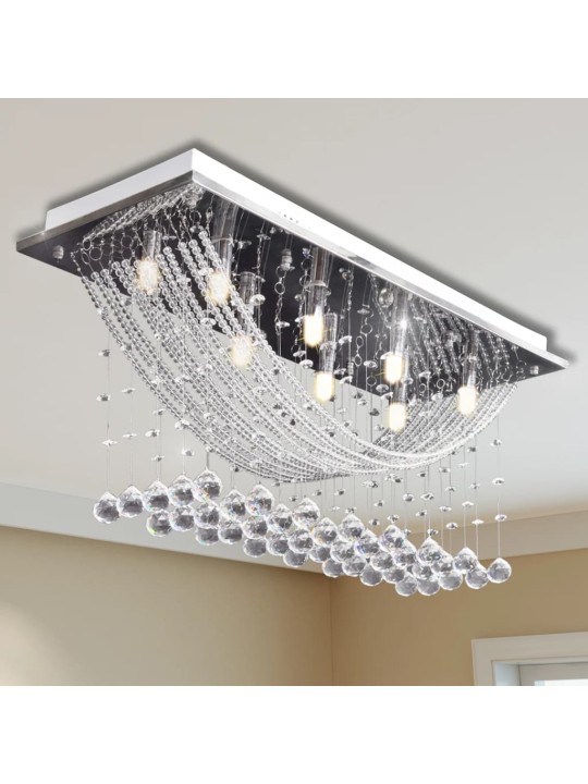 Bílé stropní svítidlo s křišťálovými ověsky, pro 8 žárovek G9, 29 cm