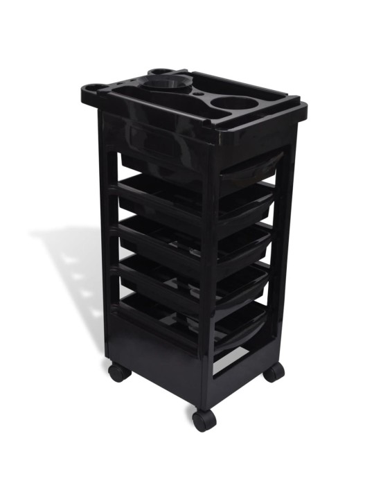Kadeřnický pojízdný plastový vozík s 5 zásuvkami