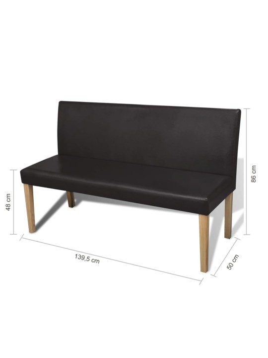 Lavice 139,5 cm tmavě hnědá umělá kůže