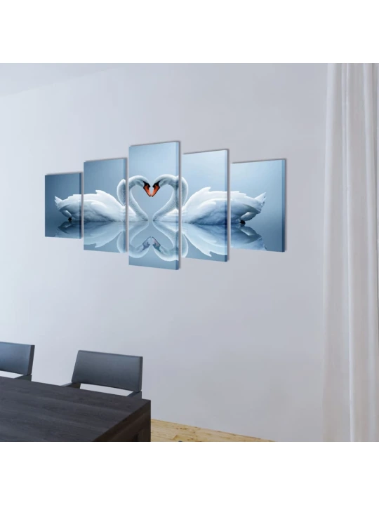 Sada obrazů, tisk na plátně, labuť, 200 x 100 cm