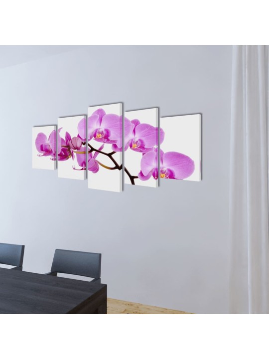 Sada obrazů, tisk na plátně, orchidej, 100 x 50 cm