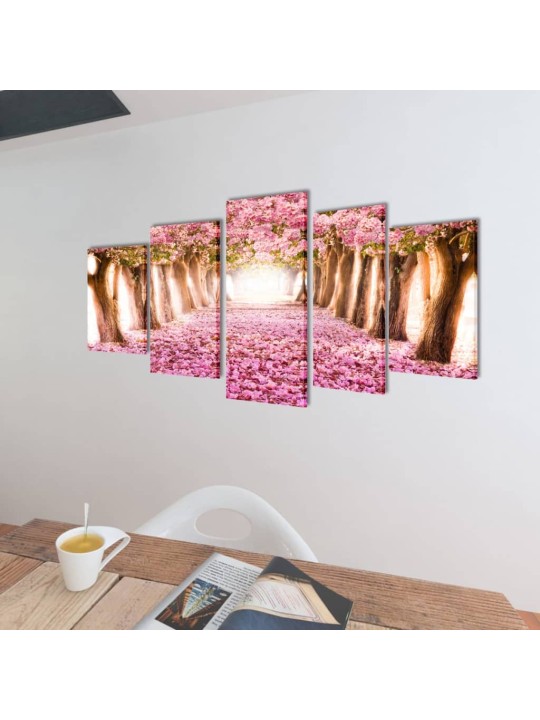 Sada obrazů, tisk na plátně, třešňový květ, 200 x 100 cm