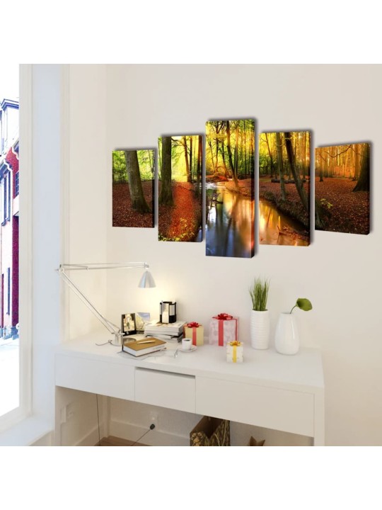 Sada obrazů, tisk na plátně, les, 100 x 50 cm
