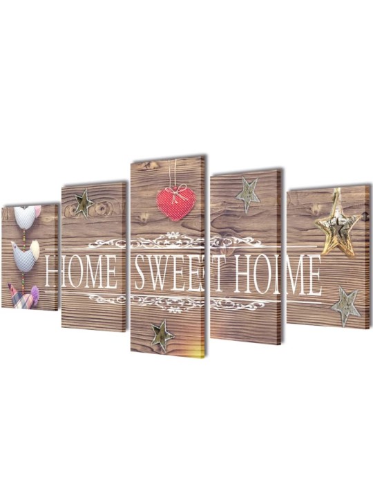 Sada obrazů, tisk na plátně, home sweet home, 200 x 100 cm