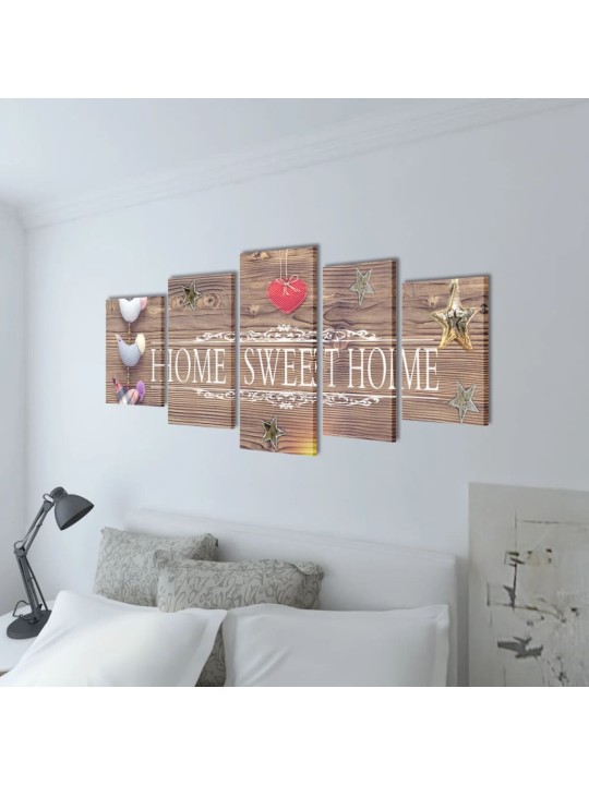 Sada obrazů, tisk na plátně, home sweet home, 200 x 100 cm