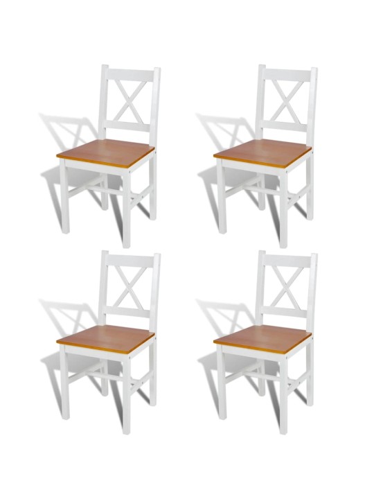 Jídelní židle 4 ks bílé borové dřevo