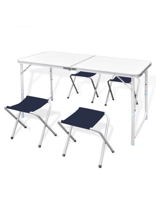Skládací kempingový set 4 stoličky nastavitelná výška 120x60 cm