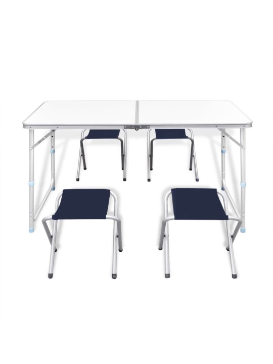 Skládací kempingový set 4 stoličky nastavitelná výška 120x60 cm
