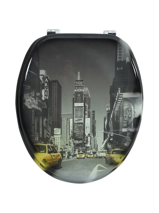 WC sedátko z MDF s víkem, potisk s motivem New Yorku