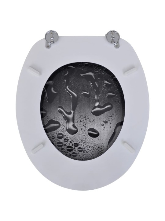 WC sedátko z MDF s víkem, potisk s motivem kapek vody