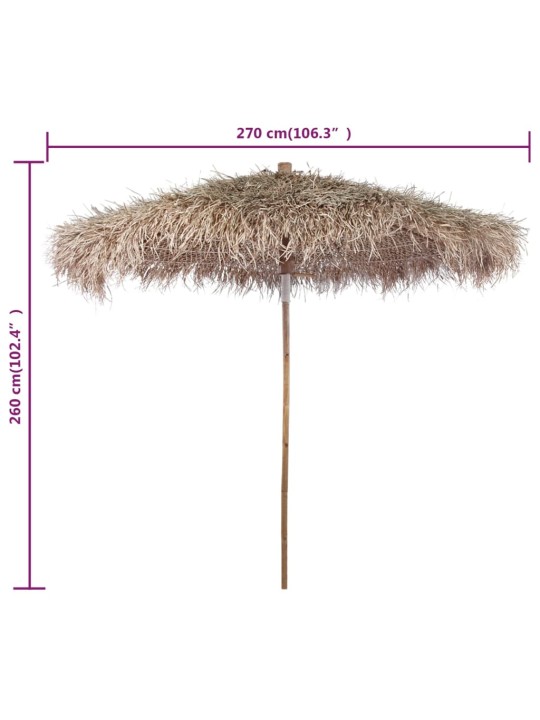 Bambusový slunečník se střechou z banánových listů 270 cm