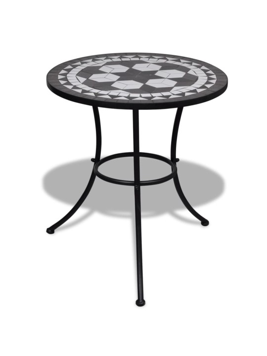 Bistro stolek černý a bílý 60 cm mozaika