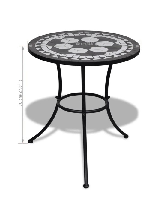 Bistro stolek černý a bílý 60 cm mozaika