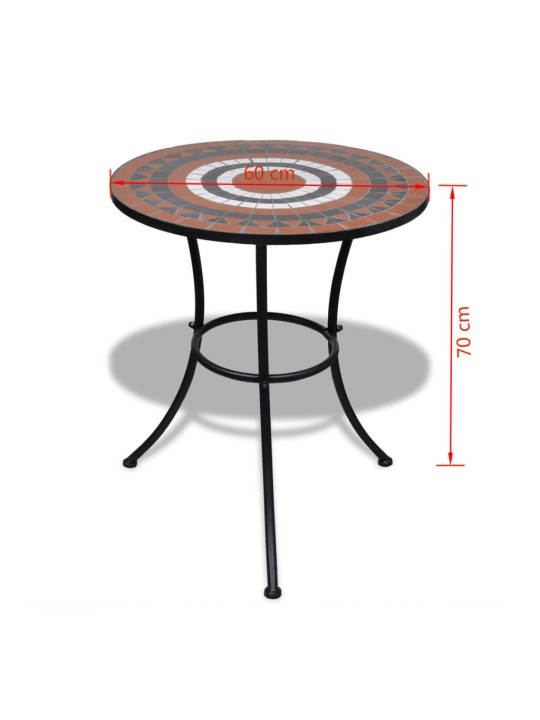 Bistro stolek terakota a bílý 60 cm mozaika