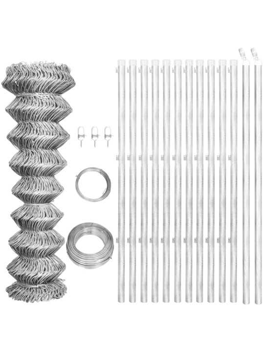 Drátěné pletivo se sloupky pozinkovaná ocel 25x1,25 m stříbrné