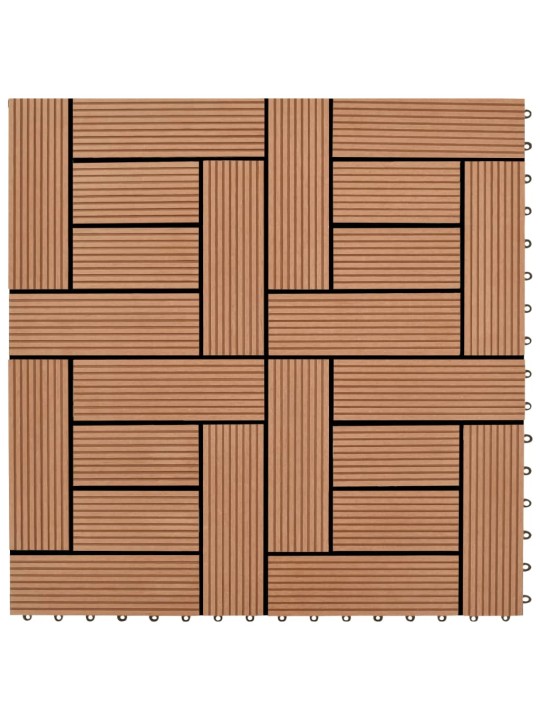 Hnědé terasové dlaždice WPC 11 ks, 30x30 cm, 1 m2
