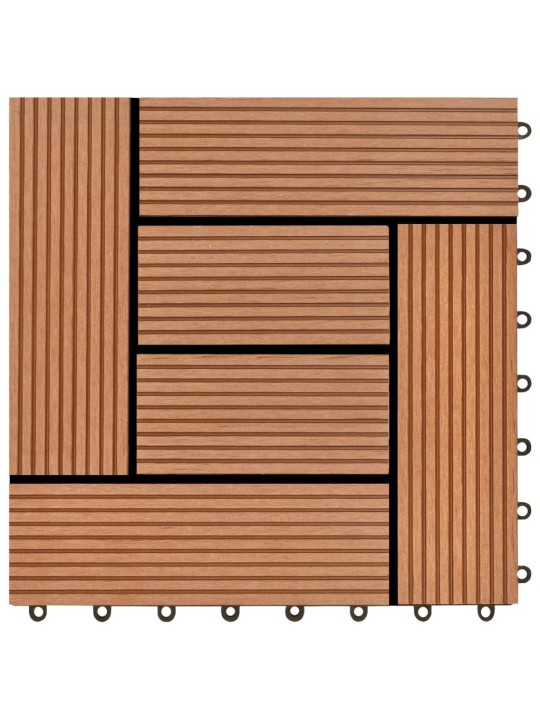 Hnědé terasové dlaždice WPC 11 ks, 30x30 cm, 1 m2