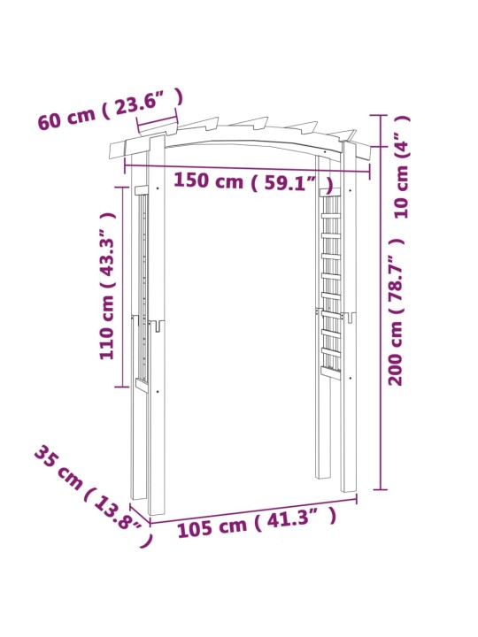 Trelážový oblouk 150 x 60 x 210 cm dřevo