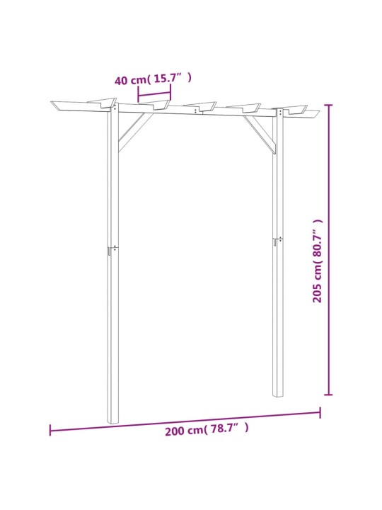 Zahradní pergola 205 x 40 x 203 cm dřevo