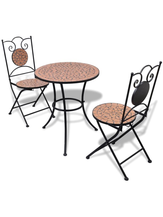 3dílný bistro set mozaikový keramický terakota